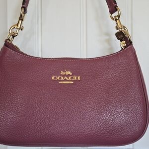Coach Raspberry Pebbled Leather Shoulder Bag